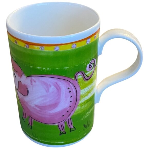 Vtg CHURCHILL Fine Bone China Porcelain Cups Farm Animals Hen Pig Cow Duck 4" T - Picture 4 of 16